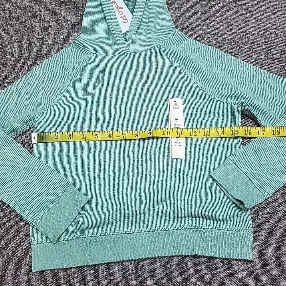 Kids Girls Long Sleeves Lightweight Pullover Hoodie Medium Size Ocean Green